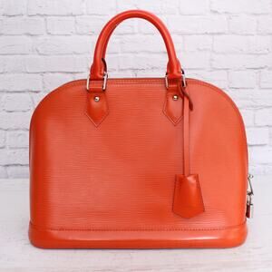 Louis Vuitton Alma PM Orange Epi Satchel Leather Handbag Purse A5390